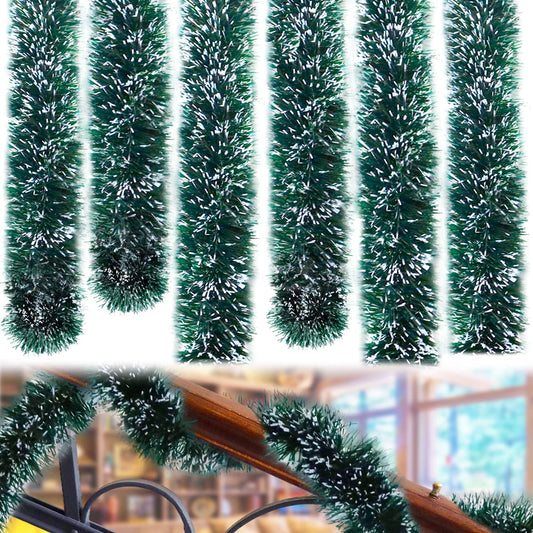 50 Feet Garland for Christmas Decorations,Green Snowy Garland,Artificial Christmas Pine Streamers for Party Hanging Ceiling Decorations