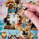 Funny Dog Puzzle Beach Dogs Puzzles 1000 Pieces for Adults, Animal Jigsaw Puzzles for Adults Vacation, Holiday Puppy Bulldog Jigsaw Puzzle Family Collage Puzzles as Home Decor BBOLDIN