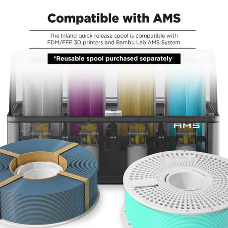 Inland V2 Reusable Filament Spool, 3D Printing Replacement Spool for Inland Spooless Filament, Compatible with Bambu Lab Filament Refill INLAND