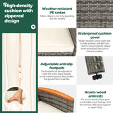 COSTWAY 7PCS Patio Rattan Dining Set Acacia Wood Table Cushioned Chair Mix Gray COSTWAY