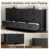 BORNOON 9-Drawer Dresser for Bedroom, Modern Wooden Chest of Drawers with Metal Handles, Anti-Tipping Design, Sturdy and Stable Storage Organizer for Living Room, Entryway, Home Office BORNOON