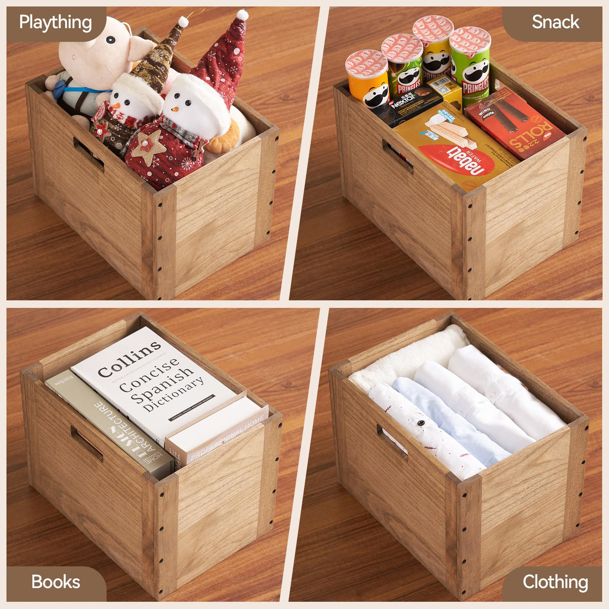 KIRIGEN Stackable Wood Storage Cube/Basket/Bins Organizer for Home Books Clothes Toy Modular Open Cubby Storage System - Office Cubical Bookcase Closet Shelves C26-DBR KIRIGEN