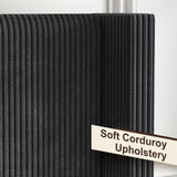 HOWE King Size Upholstered Bed Frame, Wingback Platform Bed with 50.8" Headboard, Corduroy/Solid Wood Leg/No Box Spring Needed/Noise Free/Black HOWE