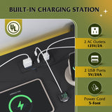 WLIVE 6 Drawer Led Dresser for Bedroom, 50.79'' Black Wood Dresser Storage Organizer with Power Outlets for 55'' TV, Dressers with Open Shelves, Hanging Rack, Chest of Drawers for Closet, Living Room WLIVE