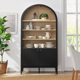 Modway Nolan Tall Arched Storage Display Cabinet in Black - 74 Inch Arch Bookshelf with Open and Closed Shelving - Modern Accent Cabinet for Living Room, Dining Room Modway