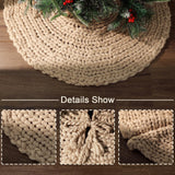 LimBridge Knitted Christmas Tree Skirt: 36 Inches Crochet Beige Tree Skirt, Chunky Knit Thick Rustic Christmas Tree Decorations, Farmhouse Christmas Decor Xmas Holiday Home Party Decorations LimBridge