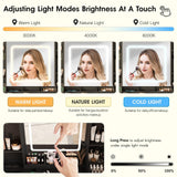 Vabches Vanity Desk with Lights, Makeup Vanity Table with Charging Station, 44.9in Big Vanity Set with 5 Drawers & Lots Storage Space, Black Vabches