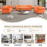 QHITTY Accent Sofa, Chesterfield Loveseat Modern Velvet Couch Upholstered Sofa with Tufted Back for Living Room Furniture (Orange) QHITTY