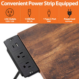 Nouva Adjustable Drafting Table Drawing Table w/Power Outlets (2AC, USB, Type-C), Multifunctional Tilting Art Craft Artists Desk w/Stool, 2 Drawer for Home Office, Rustic Brown Nouva