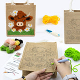 PUNICA Punch Needle Kits for Beginners with Highland Cow Pattern - Burlap Tote Bag for Adults & Kids, DIY Embroidery Starter Kit | Easy Craft Gifts (9x6.5x8.5 Inch) PUNICA