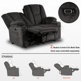 MCombo 61.8" Power Loveseat Recliner with Heat and Vibration, Fabric Electric Reclining Loveseat, USB Charge Port, Cup Holders for Living Room 6025 (Grey) MCombo