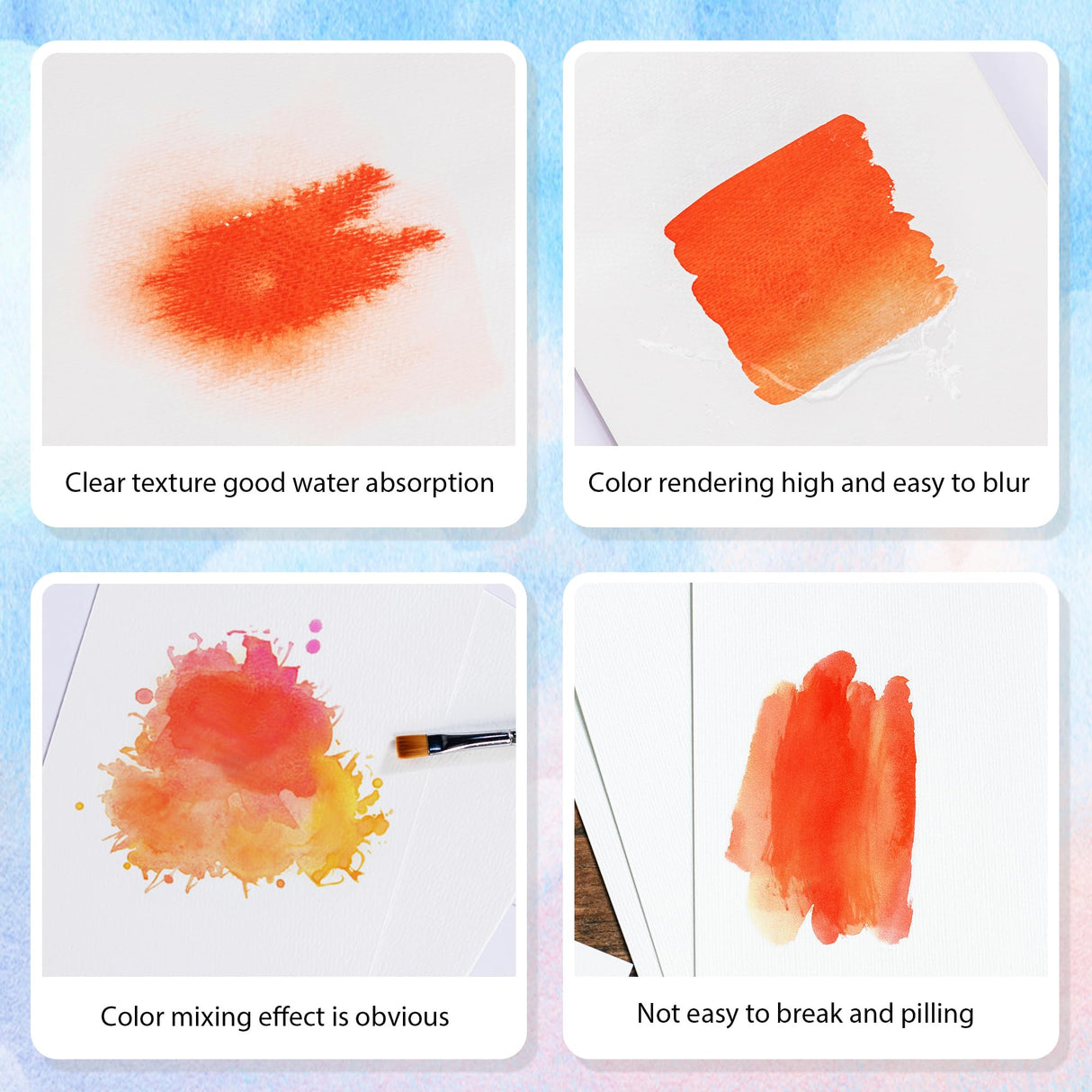 XWT 60 Sheets Watercolor Paper Bulk, 5.5x8.5in 140lb/300gsm, Cold Pressed Acid Free Natural White Textured Water Color Painting Art Supplies, Drawing Gift for Artists, Students, Kids XWT
