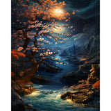 Plum Blossoms Paint by Number Adults,Moon Paint by Number Adult,DIY Acrylic Painting by Numbers On Canvas,Perfect for Home Decor Gifts 16X20inch PHANTASYART