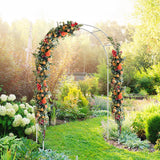 HEOMU Metal Garden Arch Trellis, 5.3 Feet Wide x 7.6 Feet High or 7.9 Feet Wide x 6.3 Feet High, Assemble Freely 2 Sizes, Garden Arbor for Climbing Plant Outdoor & Indoor, Wedding Party Bridal, White HEOMU