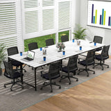 Tangkula 60" Conference Desk Set of 4, Modern Boardroom Desk with Storage Bag, Headphone Hook, Sturdy Metal Frame, Rectangular Seminar Table with Charging Station Tangkula