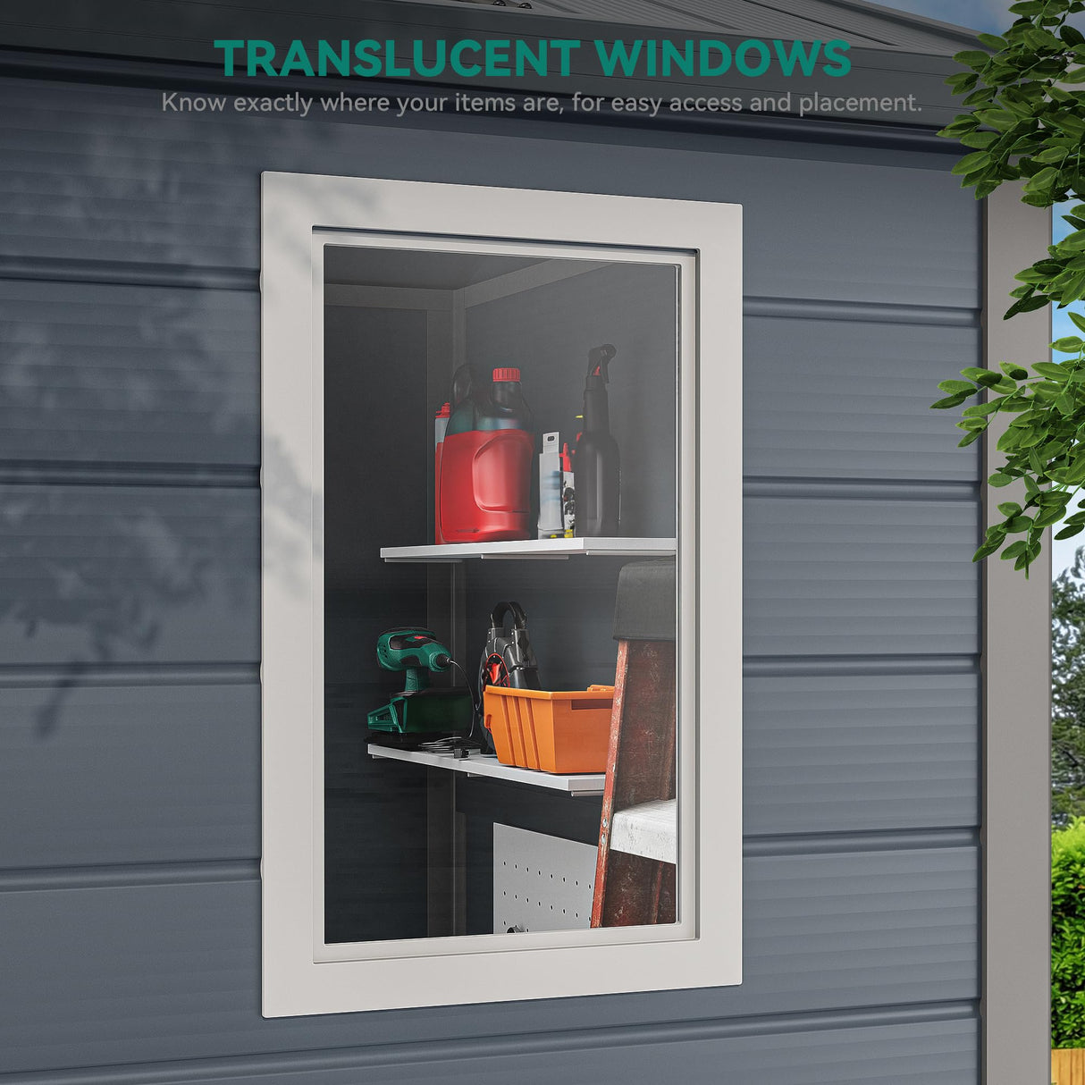 YITAHOME 8x6.2FT Outdoor Storage Shed w/o Floor, All-Weather Plastic Shed with Lockable Doors, Window & Vents, Plastic Tool Shed for Backyard, Patio, Poolside, Lawn, Gray YITAHOME