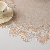 European Antique Jacquard Lace Table Doilies,Small Farmhouse Linen Embroidered Table Topper Scarf Place Mat RusticTable Cover (Flower Shape, Diameter 23.5Inch) VIRFONOR