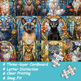 PICKFORU Stained Glass Puzzles Cat Puzzles for Adults 1000 Pieces, Kitten Kitty Puzzles Collage Puzzles 1000 Pieces Hard, Impossible Challenging Jigsaw Puzzles,Colorful Mosaic Cats Puzzle PICKFORU