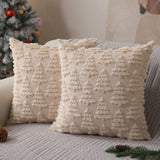 Allorry Christmas Pillow Covers 18 x 18 Set of 2 Xmas Decorations Beige Christmas Tree Pillow Cases Plush Faux Fur Soft Cushion Case for Winter Xmas Holiday Home Bedroom Sofa Decors SY-003-C18 Allorry