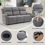 EBELLO Manual Living Room Furniture Reclining Couch Set, Soft Fabric Recliner Loveseat and 3 Seat Sofa Couch for Meeting Room, Overstuffed Backrest(Loveseat+Sofa) EBELLO