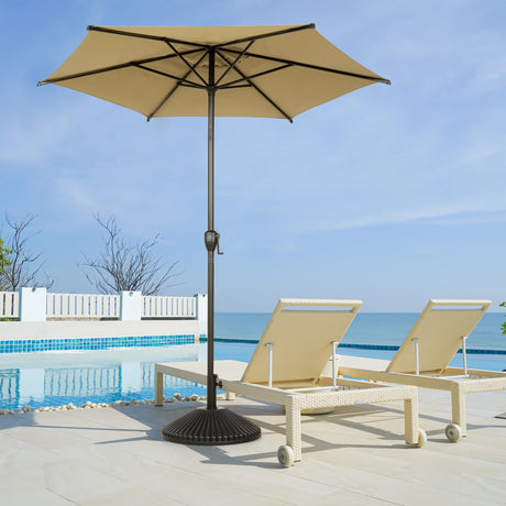 Abba Patio 7.5FT Lyon Outdoor Patio Umbrella Outdoor Table Umbrella with Push Button Tilt and Crank Market Umbrella 6 Sturdy Ribs UV Protection Waterproof for Garden Deck Backyard Pool Tan Abba Patio
