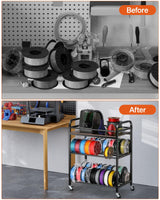 3D Printer Filament Storage Rack- Rolling Filament Spool Holders Racks with Wheels, Heavy Duty Metal Shelf for PLA/ABS/TPU/Nylon, Filaments Organzied for 3D Printing Studio, Office Workshop (Brown) Rackgolfic