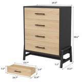 GarveeHome 4 Drawer Dresser for Bedroom, 38.6" Tall Chest of Drawers, Freestanding Wooden Storage Dresser with Deep Drawers and Chic Legs for Closet, Living Room, Entryway, Natural+Black GarveeHome