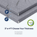 Fancylion Full Memory Foam Mattress Topper Firm, 3 Inch Extra Firm Mattress Topper for Back Pain Relief, Copper Infused Cooling Bed Topper with Washable Cover & Non-Slip Base, CertiPUR-US Certified Fancylion