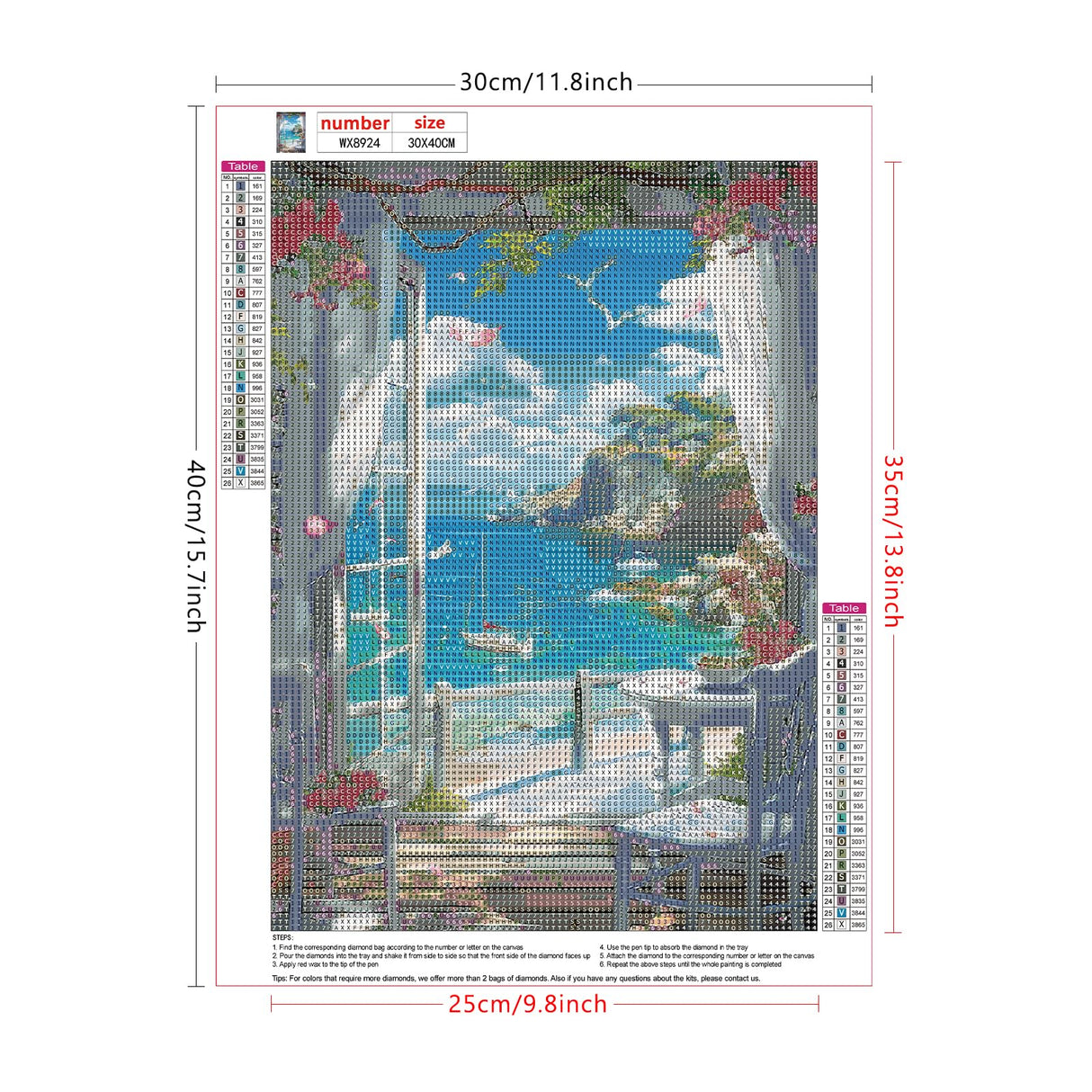 Lxmsja Sea View Diamond Art Kits for Adults, Landscape DIY Full Drill Diamond Painting Kits for Beginners, 5D Gem Art Crafts for Adults, Home Wall Decor 12x16 inch Lxmsja