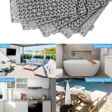 12” x 12” Drainage Interlocking Floor Tiles, 12 Pack Non-Slip Pool Deck Drain Tiles for Flooring, Soft PVC Splicing Modular Cushion Mats, Rubber Floor Tiles with Holes for Shower Basement Garage Shed EVANCENT