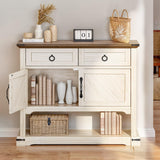 YITAHOME Farmhouse Console Table with 2-Door & 2 Drawers Cabinet, Coffee Bar, Table with Storage Shelf, Sofa Tables Buffet Sideboard for Kitchen, Entryway, Hallway, Dining, Living Room YITAHOME