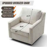 Oversized Swivel Accent Chair,Chenille Fabric Large Comfy Reading Chairs,Mid Century Modern Living Room Chair,Wide Arm Chair with Thick Soft Cushion,Single Sofa Chair for Living Room,Bedroom Wunlerlant