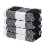 Homaxy 100% Cotton Waffle Weave Check Plaid Kitchen Towels, 13 x 28 Inches, Super Soft and Absorbent Dish Towels for Drying Dishes, 4-Pack, White & Black Homaxy
