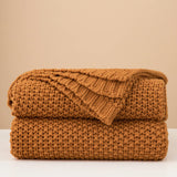 Chunky Cable Knit Throw Blanket Lightweight Burnt Orange 100% Organic Cotton Blanket for Sofa Couch Bed Baby Nursery, Rustic Shabby Chic Modern Farmhouse, 60” x 80” Give Laundering Bag Longhui bedding