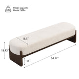 Christopher Knight Home Arden Minimalist Style Rectangular Loop Yarn Fabric Ottoman Bench, Rubberwood Frame, Entryway Bench, Living Room Sofa Extra Seat, End of Bed Footstool, Beige+Brown Christopher Knight Home
