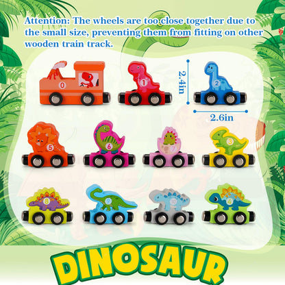 NASHRIO Dinosaur Toys for 2 3 4 Years Old Boys, Dinosaur Wooden Magnetic Train Set, Fun Kids Educational Gifts Toys for Ages 2-4, Toddler Learning Toys for Birthday Gifts