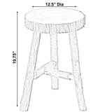 Decorative Antique Log Cabin Natural Wooden Accent Stool Side Table Vintiquewise