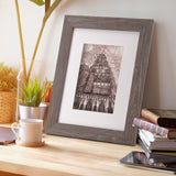 DUCIHBA 8 x 10 inch Rurstic Farmhouse Picture Frames, Tabletop Display or Wall Mount Vertically or Horizontally, Distressed Barn Wood, Real Glass Photo Frame with Mat 5 x 7 inch, Grey DUCIHBA