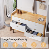 LYNSOM Dresser for Bedroom, 6 Drawer Natural Wood Dresser with Wide Drawer and Metal Handles, Modern Dressers & Chests of Drawers for Hallway Entryway LYNSOM