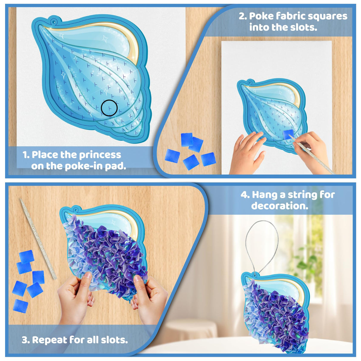 8 Packs Poke in Crafts Art Kits for Girl, Unicorn Mermaid Mess Free Kids' Paper Craft Kits, Birthday Gift for Girls 4 5 6 7 8 9 Years Old, DIY Presents, Mess Free Art Activity ATFUNSHOP