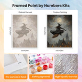 HEIBAGO Halloween Witch Framed Paint by Numbers Kit for Adults, Town Paint by Numbers for Adults Beginner, Adult Paint by Number Kits on Canvas, painting by numbers for gift home wall decor 12*16 inch HEIBAGO