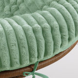HOMBYS Fluffy Shaggy Cover for Papasan Chair Cushion, Plush Faux Fur Slipcover ONLY, (Without Cushion) Removable Soft Papasan Cushion Covers with 8 Ties, (Sage Green, 50"x50") HOMBYS