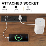 DWVO Farmhouse 5 Drawer Dresser for Bedroom with Power Outlets, Modern Tall Nightstand with Deep Drawers, Wood White Closet Dresser for Living Room, Entryway, Hallway DWVO