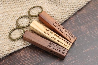 Custom Engraved Wooden Bar Keychain Personalized - WoodArtSupply