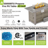 SUNPEAK Patio Furniture Set Q01 Series Sofa 7 Pieces Outdoor Furniture Set Sectional Couch with Fire Pit Table Balcony Furniture Patio Table and Chairs Set with Propane Fire Pit SUNPEAK