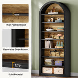 Tribesigns 79.5" Tall Arched Bookshelf, 8-Tier Modern Black Arched Bookcase with Storage Shelves, Floor Standing Wood Display Shelving Unit, Set of 2 Tribesigns