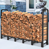 AMAGABELI GARDEN & HOME 6ft Firewood Log Rack Outdoor Log Holder for Fireplace Heavy Duty Wood Stacker Pit for Patio Logs Storage Steel Tubular Wood Pile Rack Tool Accessories Black AMAGABELI GARDEN & HOME