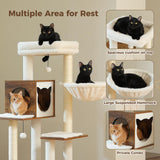 MIOMUM Tall Cat Tree with Litter Box Enclosure 57.5" Wooden Cat Tower for Large Cats with Cat Hammock House Bed (Wood Walnut) MIOMUM