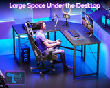Casaottima 51 Inch L Shaped Gaming Desk, Compact Corner Computer Table, Writing Workstation for Small Spaces, Home Office & Streaming Setup, Easy Assembly, Carbon Fiber Surface, Pure Black Casaottima