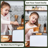 Toaster Tongs With Magnet | Kitchen Utensils For Cooking and Holding Toast Bacon Muffin Bagel Bread | 8 Inch Long Natural Non Toxic Bamboo Three Way Cut